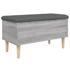 Grey Sonoma Storage Bench 82x42x46 cm - Engineered Wood with Cushion