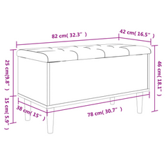 Grey Sonoma Storage Bench 82x42x46 cm - Engineered Wood with Cushion