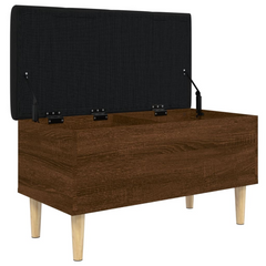 Brown Oak Storage Bench 82x42x46 cm - Engineered Wood with Cushion, Ample Space, Versatile Use