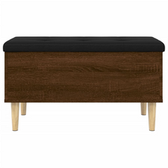 Brown Oak Storage Bench 82x42x46 cm - Engineered Wood with Cushion, Ample Space, Versatile Use