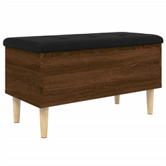 Brown Oak Storage Bench 82x42x46 cm - Engineered Wood with Cushion, Ample Space, Versatile Use