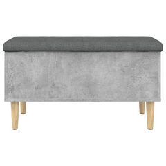 Concrete Grey Storage Bench 82x42x46 cm with Padded Seat - Engineered Wood & Eucalyptus Frame - Versatile Hallway & Living Room Furniture