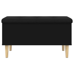 Black Storage Bench 82x42x46 cm - Engineered Wood with Cushioned Seat