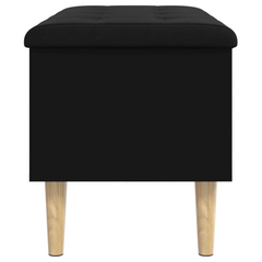 Black Storage Bench 82x42x46 cm - Engineered Wood with Cushioned Seat