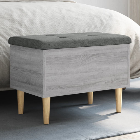 Grey Sonoma Storage Bench - 62x42x46 cm, Engineered Wood with Dark Grey Cushion