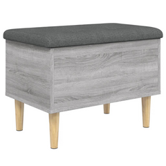 Grey Sonoma Storage Bench - 62x42x46 cm, Engineered Wood with Dark Grey Cushion