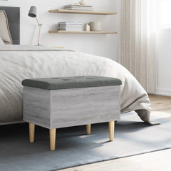 Grey Sonoma Storage Bench - 62x42x46 cm, Engineered Wood with Dark Grey Cushion