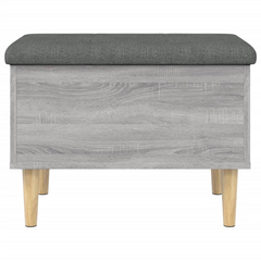 Grey Sonoma Storage Bench - 62x42x46 cm, Engineered Wood with Dark Grey Cushion