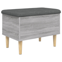 Grey Sonoma Storage Bench - 62x42x46 cm, Engineered Wood with Dark Grey Cushion