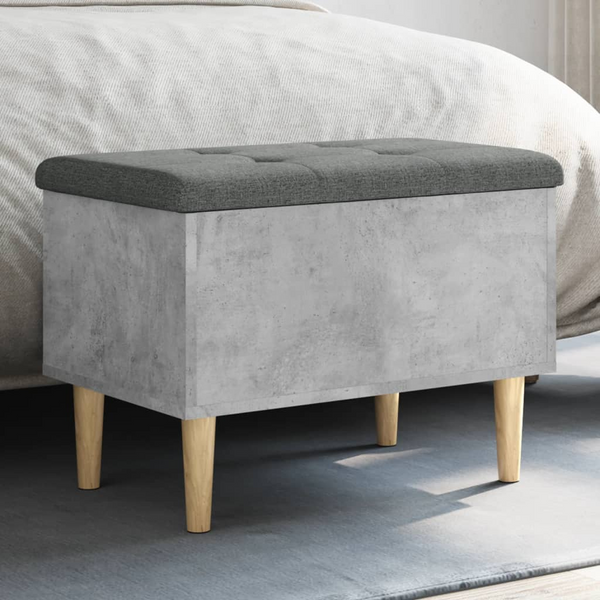 Storage Bench with Cushion, Concrete Grey, 62x42x46 cm - Engineered Wood, Ample Storage, Modern Design