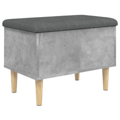 Storage Bench with Cushion, Concrete Grey, 62x42x46 cm - Engineered Wood, Ample Storage, Modern Design