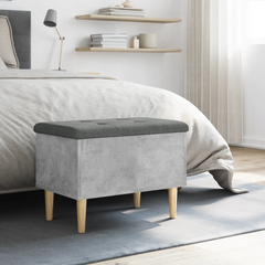 Storage Bench with Cushion, Concrete Grey, 62x42x46 cm - Engineered Wood, Ample Storage, Modern Design