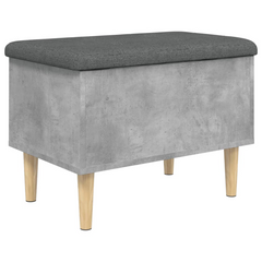 Storage Bench with Cushion, Concrete Grey, 62x42x46 cm - Engineered Wood, Ample Storage, Modern Design