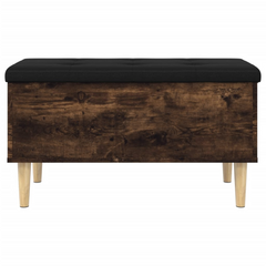 Storage Bench in Smoked Oak - 82x42x46 cm, Engineered Wood with Cushioned Seat