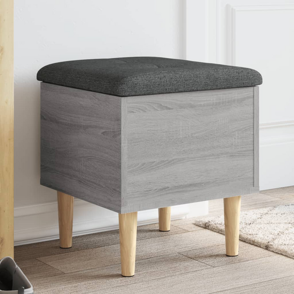 Grey Sonoma Storage Bench with Cushioned Seat, 42x42x46 cm - Engineered Wood