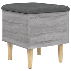 Grey Sonoma Storage Bench with Cushioned Seat, 42x42x46 cm - Engineered Wood