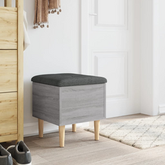 Grey Sonoma Storage Bench with Cushioned Seat, 42x42x46 cm - Engineered Wood