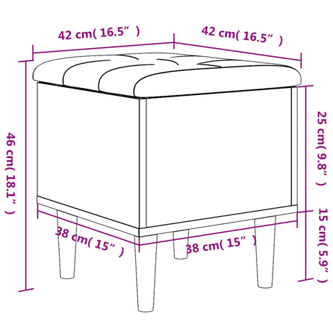 Grey Sonoma Storage Bench with Cushioned Seat, 42x42x46 cm - Engineered Wood