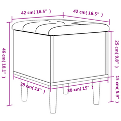 Grey Sonoma Storage Bench with Cushioned Seat, 42x42x46 cm - Engineered Wood