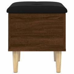 Brown Oak Storage Bench with Faux Leather Cushion - 42x42x46 cm - Engineered Wood