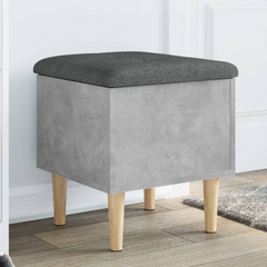 Storage Bench Concrete Grey | 42x42x46 cm | Engineered Wood with Cushioned Seat