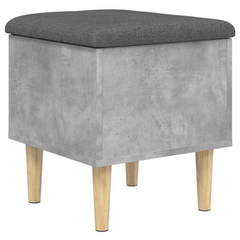 Storage Bench Concrete Grey | 42x42x46 cm | Engineered Wood with Cushioned Seat