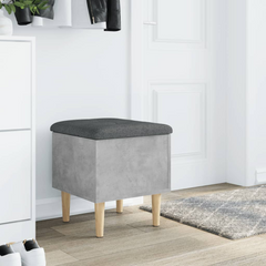 Storage Bench Concrete Grey | 42x42x46 cm | Engineered Wood with Cushioned Seat