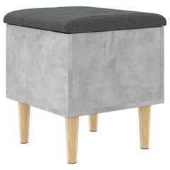 Storage Bench Concrete Grey | 42x42x46 cm | Engineered Wood with Cushioned Seat