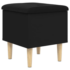 Storage Bench - Black 42x42x46 cm | Engineered Wood & Faux Leather Cushion | Durable, Versatile, and Stylish