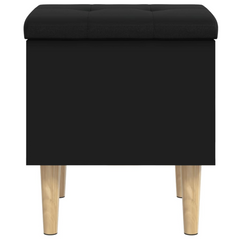 Storage Bench - Black 42x42x46 cm | Engineered Wood & Faux Leather Cushion | Durable, Versatile, and Stylish