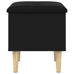 Storage Bench - Black 42x42x46 cm | Engineered Wood & Faux Leather Cushion | Durable, Versatile, and Stylish