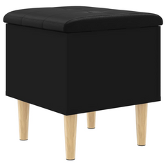 Storage Bench - Black 42x42x46 cm | Engineered Wood & Faux Leather Cushion | Durable, Versatile, and Stylish