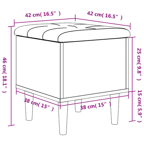 Storage Bench - Black 42x42x46 cm | Engineered Wood & Faux Leather Cushion | Durable, Versatile, and Stylish