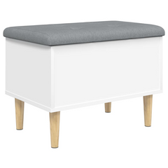 White Storage Bench 62x42x46 cm - Engineered Wood & Solid Eucalyptus - Versatile Seating with Ample Storage