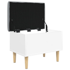 White Storage Bench 62x42x46 cm - Engineered Wood & Solid Eucalyptus - Versatile Seating with Ample Storage