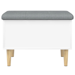 White Storage Bench 62x42x46 cm - Engineered Wood & Solid Eucalyptus - Versatile Seating with Ample Storage