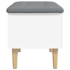 White Storage Bench 62x42x46 cm - Engineered Wood & Solid Eucalyptus - Versatile Seating with Ample Storage