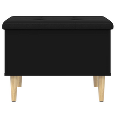 Black Storage Bench - 62x42x46 cm Engineered Wood with Faux Leather Cushion