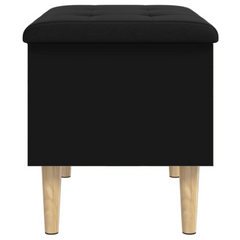 Black Storage Bench - 62x42x46 cm Engineered Wood with Faux Leather Cushion