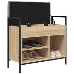 Shoe Bench with Cushion in Sonoma Oak Finish - Compact & Sturdy Shoe Storage Solution (65.5x32x57.5 cm)