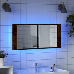 LED Bathroom Mirror Cabinet Smoked Oak 100x12x45 cm