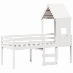 High Sleeper Bed | White | 80x200 cm | Solid Pine Wood | Ideal for Kids' Rooms