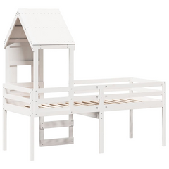 High Sleeper Bed | White | 80x200 cm | Solid Pine Wood | Ideal for Kids' Rooms