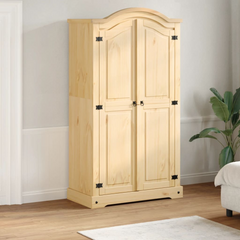 Corona Wardrobe 102x52x186 cm - Solid Pine Wood, Rustic Design with Ample Storage