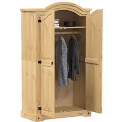 Corona Wardrobe 102x52x186 cm - Solid Pine Wood, Rustic Design with Ample Storage