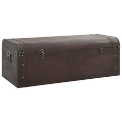 Dark Brown Treasure Chest with Latches, 110x50x39.5 cm - Multifunctional Storage Box and Coffee Table