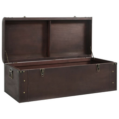 Dark Brown Treasure Chest with Latches, 110x50x39.5 cm - Multifunctional Storage Box and Coffee Table