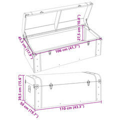 Dark Brown Treasure Chest with Latches, 110x50x39.5 cm - Multifunctional Storage Box and Coffee Table