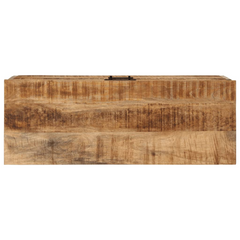 Solid Rough Mango Wood Storage Box - 82x30x43 cm, Natural Finish, Iron Feet