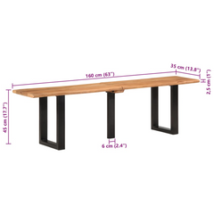 Bench 160 cm Solid Wood Acacia and Steel